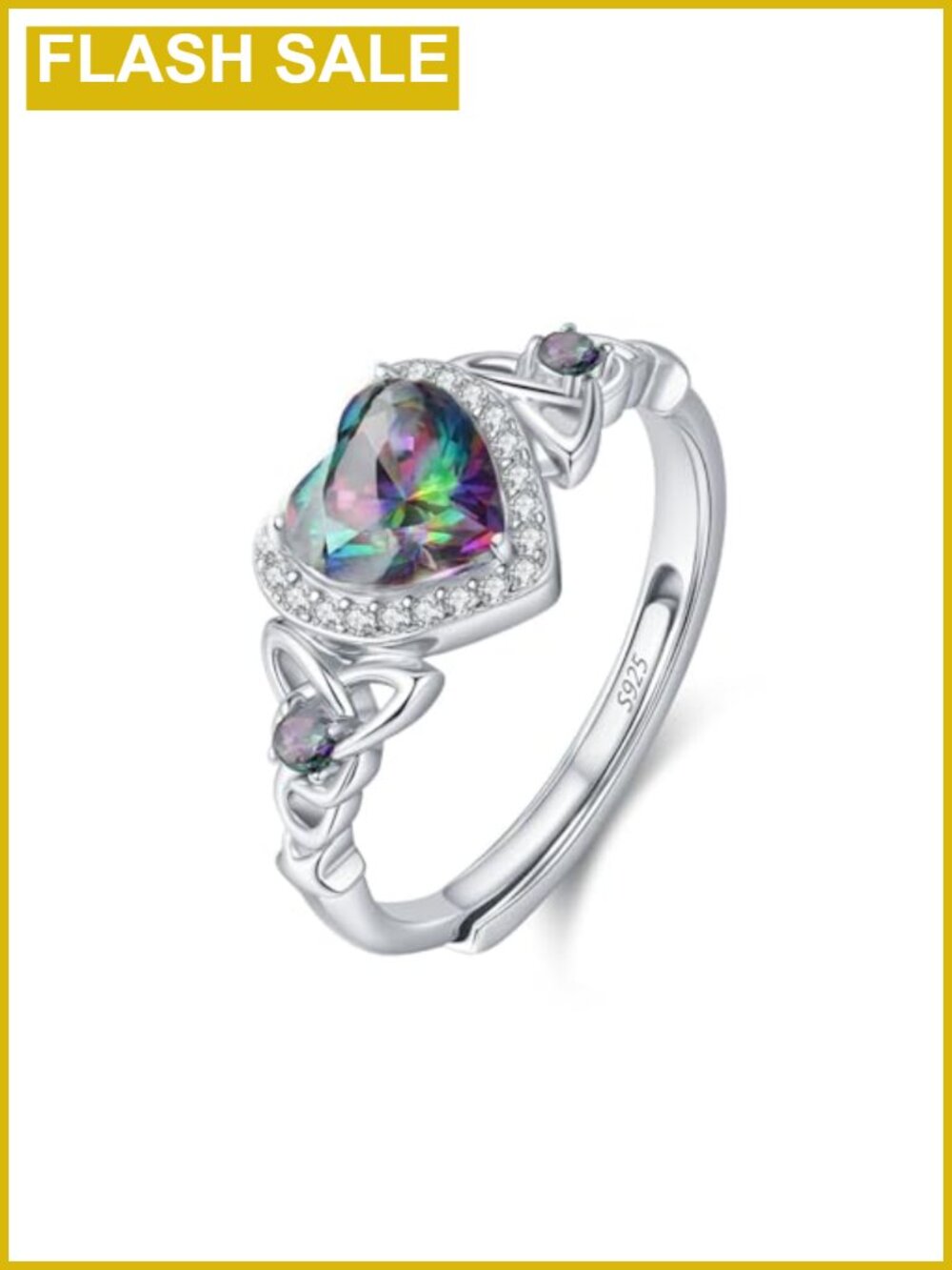 Sterling Silver Celtic Knot Birthstone Ring Adjustable